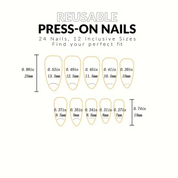 24 Pieces Glossy Fake Press On Nails - Picture 3 of 7
